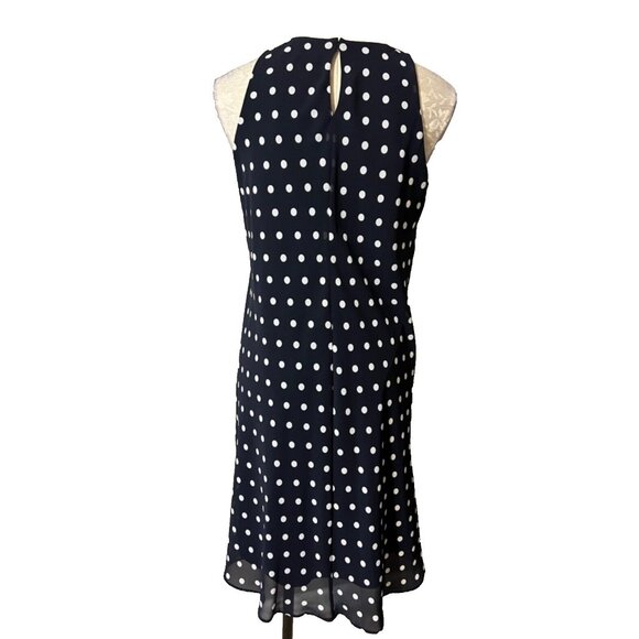 Ralph Lauren Shift Dress 6 Blue White Polka Dot Flowy Sleeveless NEW - Picture 4 of 8